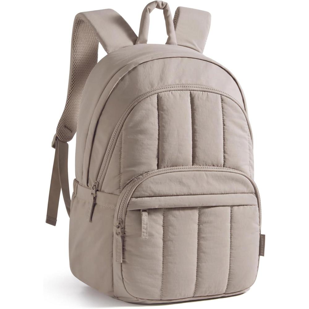 imageBAGSMAT Womens Backpack Travel Laptop Backpack for Women Quilted College Laptop Bookbag Work Back Pack for Women Cute Computer WaterResistant Casual Daypack Puffer Black03camel