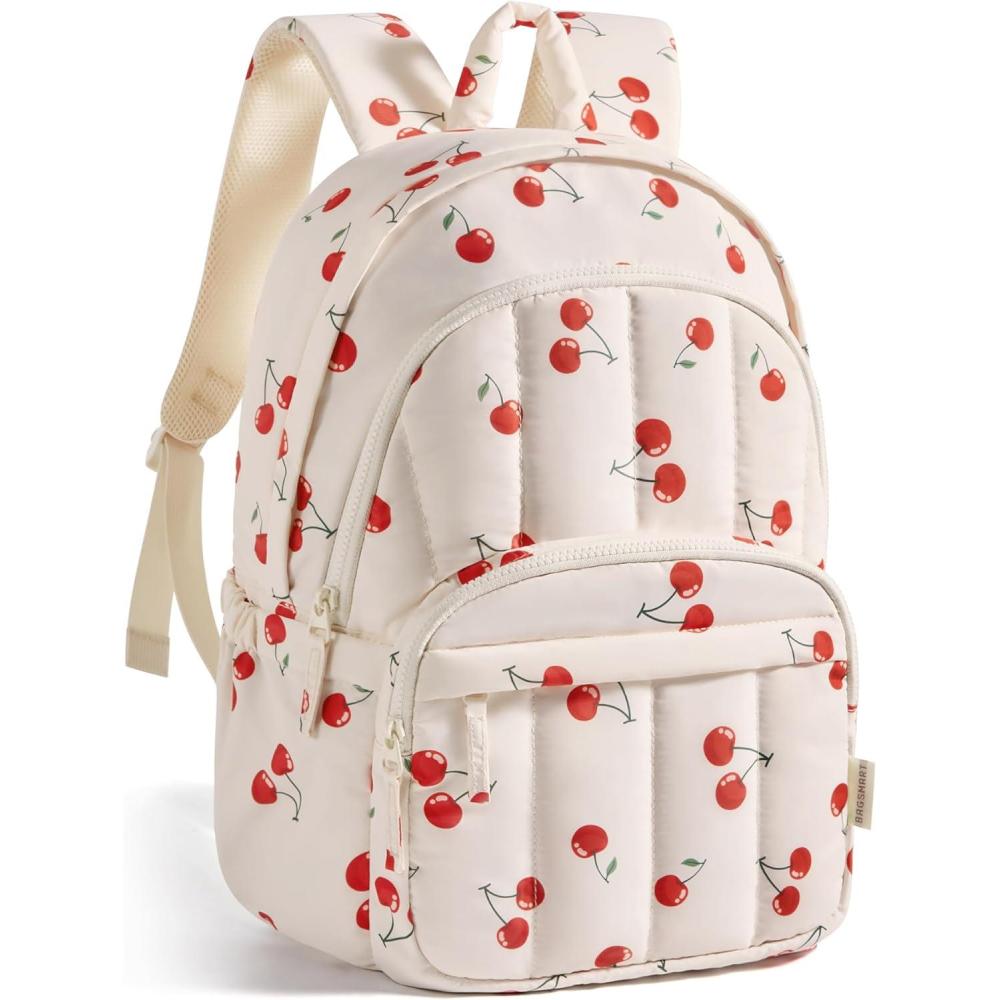 imageBAGSMAT Womens Backpack Travel Laptop Backpack for Women Quilted College Laptop Bookbag Work Back Pack for Women Cute Computer WaterResistant Casual Daypack Puffer Black15cherry Print