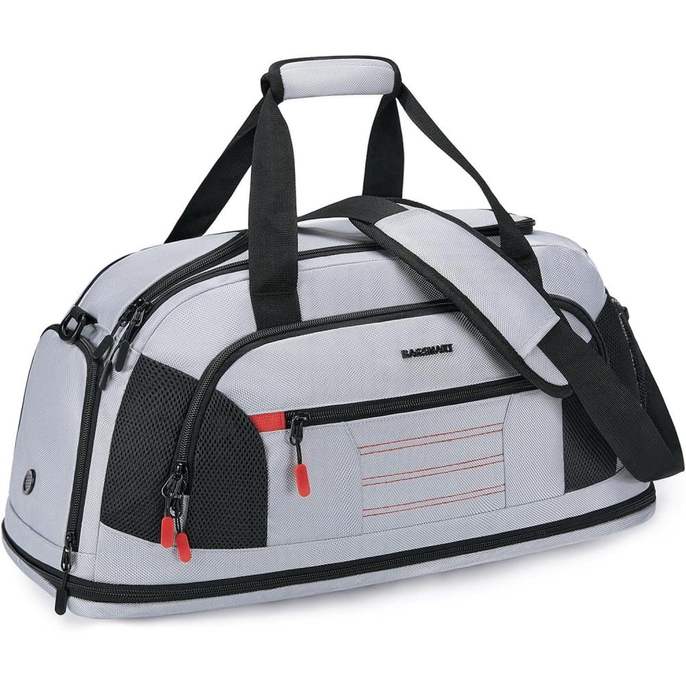 imageGym Bag for Men Women BAGSMART Expandable Sports Travel Duffel Bag Lightweight Workout Bag with Shoe Compartment ampamp Wet Pocket Water Resistant Weekend Overnight Duffle Bag for Travel Gym Grey