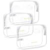 BAGSMART Clear Toiletry Bag, 2 Pack TSA Approved Travel Toiletry Bag Carry on Travel Accessories Bag Airport Airline Quart Size Bags Water Repellent Makeup Cosmetic Bag for Women (Black-2pcs)(Classic White)