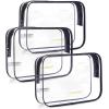 BAGSMART Clear Toiletry Bag, 2 Pack TSA Approved Travel Toiletry Bag Carry on Travel Accessories Bag Airport Airline Quart Size Bags Water Repellent Makeup Cosmetic Bag for Women (Black-2pcs)(Black)