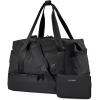 BAGSMART Gym Bag for Women, Carry on Weekender Overnight Bag, Travel Duffel Bags with Trolley Sleeve, Personal Item Travel Bag Tote Bag Workout Dance Bag(Black,Medium)(Black)