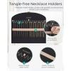 BAGSMART Hanging Jewelry Organizer Claw Clip Necklace Holder Roll for Hair Ties, Headbands, Clips, Earrings, Necklaces, Glasses Double-Sided on Closet, Wall, Door, 1 piece, Large-Black(Black)