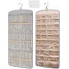 BAGSMART Hanging Jewelry Organizer, Necklace Holder Anti-tangle Earrings Rings Hanger with 10 Jewelry Bags Travel Storage Roll with Pockets Hang on Closet, Wall, Door,1 Piece, Small, Black(Grey)
