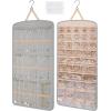 BAGSMART Hanging Jewelry Organizer, Necklace Holder Anti-tangle Earrings Rings Hanger with 10 Jewelry Bags Travel Storage Roll with Pockets Hang on Closet, Wall, Door,1 Piece, Small, Black(Grey)