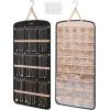 BAGSMART Hanging Jewelry Organizer, Necklace Holder Anti-tangle Earrings Rings Hanger with 10 Jewelry Bags Travel Storage Roll with Pockets Hang on Closet, Wall, Door,1 Piece, Small, Black(Black)