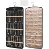 BAGSMART Hanging Jewelry Organizer, Necklace Holder Anti-tangle Earrings Rings Hanger with 10 Jewelry Bags Travel Storage Roll with Pockets Hang on Closet, Wall, Door,1 Piece, Small, Black(Black)