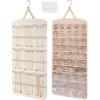 BAGSMART Hanging Jewelry Organizer, Necklace Holder Anti-tangle Earrings Rings Hanger with 10 Jewelry Bags Travel Storage Roll with Pockets Hang on Closet, Wall, Door,1 Piece, Small, Black(Beige)