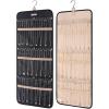 BAGSMART Hanging Jewelry Organizer Storage Roll with Hanger Metal Hooks Double-Sided Jewelry Holder for Earrings, Necklaces, Rings on Closet, Wall, Door, 1 piece, Medium, Black(Black)