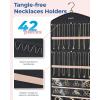 BAGSMART Hanging Jewelry Organizer with Hanger Metal Hooks Double-Sided Jewelry Holder for Organizing Earrings Necklaces Rings Perfect for in Hanging Closet, Wall, Door, 1 Piece, Large, Black(A-1-Black)