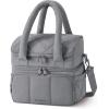 BAGSMART Lunch Bag Women, Double Deck Insulated Lunch Box, Quilted Puffer Lunch Tote, Leakproof, Durable & Reusable Large Lunch Cooler For Work Picnic Travel Meal Prep, Sage Green(Gray)