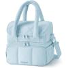 BAGSMART Lunch Bag Women, Double Deck Insulated Lunch Box, Quilted Puffer Lunch Tote, Leakproof, Durable & Reusable Large Lunch Cooler For Work Picnic Travel Meal Prep, Sage Green(Light Blue)
