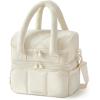 BAGSMART Lunch Bag Women, Double Deck Insulated Lunch Box, Quilted Puffer Lunch Tote, Leakproof, Durable & Reusable Large Lunch Cooler For Work Picnic Travel Meal Prep, Sage Green(Beige)