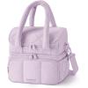 BAGSMART Lunch Bag Women, Double Deck Insulated Lunch Box, Quilted Puffer Lunch Tote, Leakproof, Durable & Reusable Large Lunch Cooler For Work Picnic Travel Meal Prep, Sage Green(Lavender Purple)