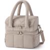 BAGSMART Lunch Bag Women, Double Deck Insulated Lunch Box, Quilted Puffer Lunch Tote, Leakproof, Durable & Reusable Large Lunch Cooler For Work Picnic Travel Meal Prep, Sage Green(Camel)