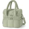 BAGSMART Lunch Bag Women, Double Deck Insulated Lunch Box, Quilted Puffer Lunch Tote, Leakproof, Durable & Reusable Large Lunch Cooler For Work Picnic Travel Meal Prep, Sage Green(Sage Green)