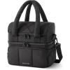 BAGSMART Lunch Bag Women, Double Deck Insulated Lunch Box, Quilted Puffer Lunch Tote, Leakproof, Durable & Reusable Large Lunch Cooler For Work Picnic Travel Meal Prep, Sage Green(Black)