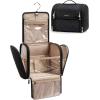 BAGSMART Makeup Bag for Women with Hanging Hook – Portable Cosmetic Case, Large Capacity Door Room Essentials Travel Organizer for Full Sized Cosmetics and Toiletries, Black(Black)