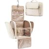 BAGSMART Makeup Bag for Women with Hanging Hook – Portable Cosmetic Case, Large Capacity Door Room Essentials Travel Organizer for Full Sized Cosmetics and Toiletries, Black(Beige)
