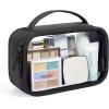 BAGSMART TSA-Approved Toiletry Bag, Large Opening Clear Makeup Bag with Handle, Quart Sized Travel Toiletry Bag, Carry-On Airline Compliant for Men and Women (Black)(Black)