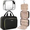 BAGSMART Toiletry Bag Hanging Travel Makeup Organizer with TSA Approved Transparent Cosmetic Bag Makeup Bag for Full Sized Toiletries, Medium-Pink(Black)
