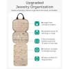 BAGSMART Travel Jewelry Case, Hanging Jewelry Organizer with Zipper Pockets, Large Capacity Puffy Jewelry Roll for Earrings, Necklaces, Rings on Closet, Wall, Door, Portable Travel Essentials, Pink