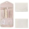 BAGSMART Travel Jewelry Organizer Case Foldable Small Jewelry Roll for Journey Rings, Necklaces, Earrings, Bracelets,Mini,Soft Pink(Beige)