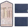 BAGSMART Travel Jewelry Organizer Case Foldable Small Jewelry Roll for Journey Rings, Necklaces, Earrings, Bracelets,Mini,Soft Pink(Smokey Blue)