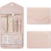 BAGSMART Travel Jewelry Organizer Case Foldable Small Jewelry Roll for Journey Rings, Necklaces, Earrings, Bracelets,Mini,Soft Pink(Soft Pink)