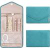 BAGSMART Travel Jewelry Organizer Case Foldable Small Jewelry Roll for Journey Rings, Necklaces, Earrings, Bracelets,Mini,Soft Pink(Teal)