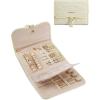 BAGSMART Travel Jewelry Organizer for Women, Foldable Jewelry Storage Roll for Earrings, Necklaces, Bracelets, Earrings, Brooches, Fashion Black(Beige)