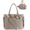 BAGAMSRT Crush Bow Tote Bag for Women, Large Work Tote with 40oz Tumbler, Puffer Travel Tote Bag for Work, Yoga, Gym(Latte Brown)