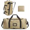 BAGSAMRT 60L Foldable Duffle Bag for Travel, Large Travel Duffel Bag for Men, 4 in 1 Travel Backpack, Carry on Weekender Bag, Army Green(Light Brown)