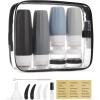 BAGSMART 18 Pack TSA Approved Travel Bottles for Toiletries, Leak Proof Silicone Travel Size Containers Bottles for Shampoo, Macaron(Grey)