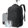 BAGSMART 37L Compression Travel Backpack, Expandable Carry On Backpack with Packing Cubes, Water Resistant Weekender Backpack Fits 17 Inch laptop, Luggage Daypack with Shoe Bag, Grey(Obsidian Black With Wheels)