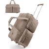BAGSMART 42L Rolling Duffle Bag with Wheels, Carry On Bag Duffel Bag for Travel, Wet Pocket Duffle Bag with Wheels and Handle, Brown(Brown)