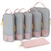BAGSMART 6 Set /4 Set/2 Set Compression Packing Cubes for Travel, Lightweight Luggage Organizer Bags, Durable Space Saver Bags Travel Essentials(Baby Pink)