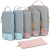 BAGSMART 6 Set /4 Set/2 Set Compression Packing Cubes for Travel, Lightweight Luggage Organizer Bags, Durable Space Saver Bags Travel Essentials(Mix-Blush Sky)