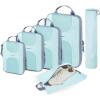 BAGSMART 6 Set Packing Cubes for Suitcases, Lightweight Suitcase Organizers & Compression Travel Cubes(06-Sky Blue)