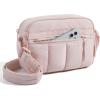 BAGSMART Anti Theft Crossbody Bags for Women Travel Purse, Medium Quilted Puffy cross body bag, Handbags Shoulder Purses, Brown-medium(Baby Pink)