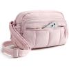 BAGSMART Anti Theft Crossbody Bags for Women Travel Purse, Medium Quilted Puffy cross body bag, Handbags Shoulder Purses, Brown-medium(Baby Pink-1)