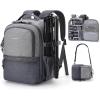 BAGSMART Camera Backpack, DSLR SLR Small Camera Bags for Photographers Compatible for Sony Canon Nikon, Shoulder Strap 2-in-1 Travel Backpack Fits 12.9″ iPad, Black(Gray)