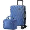 BAGSMART Carry On Luggage 22x14x9 Airline Approved, PC Hardside Suitcase, 20 Inch Carryon with Spinner Wheels, Travel Luggage Lightweight Rolling Suitcases for Men Women (Purple)(Navy Blue)