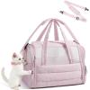 BAGSMART Cat Carrier: Soft-Sided Pet Carrier for Small Medium Cats Dogs Puppy Quilted Collapsible Puffy Travel Bag Up to 20 Lbs Pink(Baby Pink)