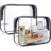 BAGSMART Clear Toiletry Bag, 2 Pack TSA Approved Travel Toiletry Bag Carry on Travel Accessories Bag Airport Airline Quart Size Bags Water Repellent Makeup Cosmetic Bag for Women (Black-2pcs)(Active Black)