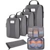 BAGSMART Compression Packing Cubes, 6 PCS Packing Cubes for Suitcases, Travel Bags Organizer for Luggage, Lightweight Packing Cube for Travel Essentials(Grey)