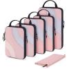 BAGSMART Compression Packing Cubes, 6 Set/4 Set/2 Set Travel Packing Cubes for Carry on Suitcases, Compression Suitcase Organizers Bag Set & Travel Cubes for Luggage, Lightweight Packing Organizers(01-Baby Pink)
