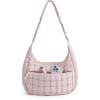 BAGSMART Crossbody Hobo Bag for Women, Quilted Puffy Purses for Women Soft Fluffy Cute Shoulder Handbag for Daily Use(D-blossom Pink)