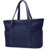 BAGSMART Crush Tote Bag for Women, 20L Puffer Work Tote with Zipper, Travel Essentials Quilted Nurse Hospital Bag(Navy Blue)