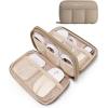 BAGSMART Electronics Organizer Travel Case, Cord Storage for Chargers Cables Phones, Compact Tech Accessories Pouch, Pink(Khaki)